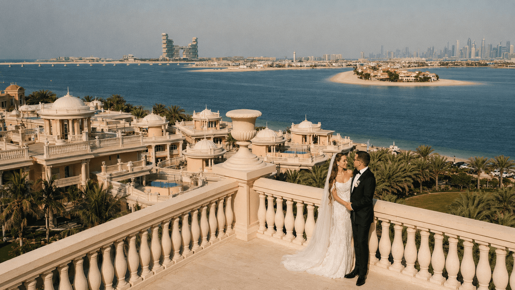 American couple at destination wedding abroad