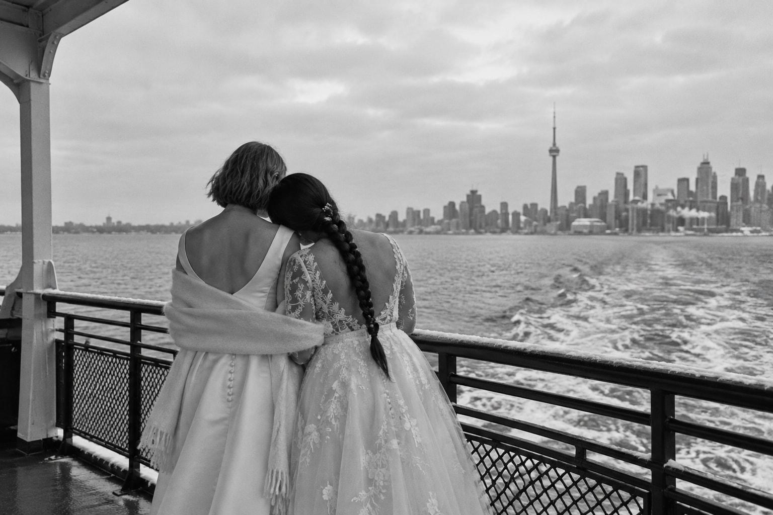 Two brides on the Toronto harbour ferry